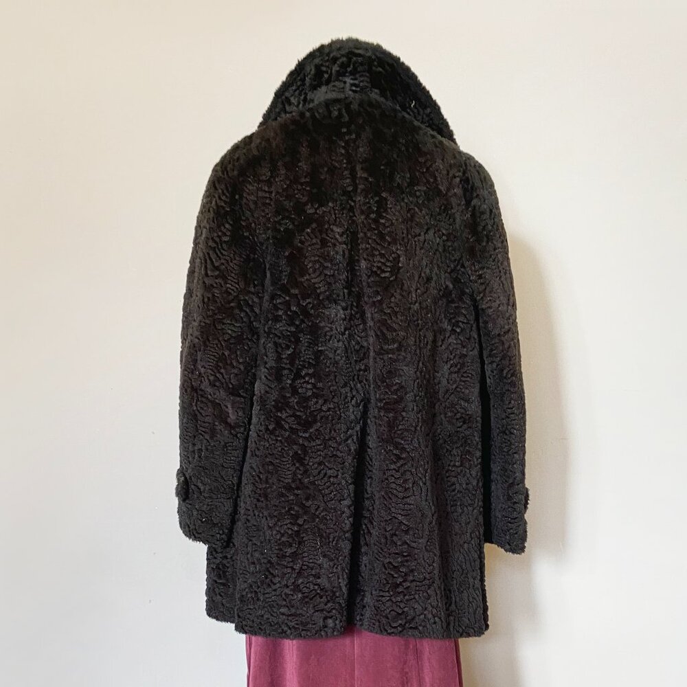 VINTAGE (c. 1960) | Faux Persian Lamb Coat | VERY GOOD!!! - Picture 3 of 9